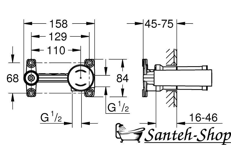 Parte &icirc;ncorporată a unui mixer monocomandă GROHE Eurostyle 23571000 23571000 foto