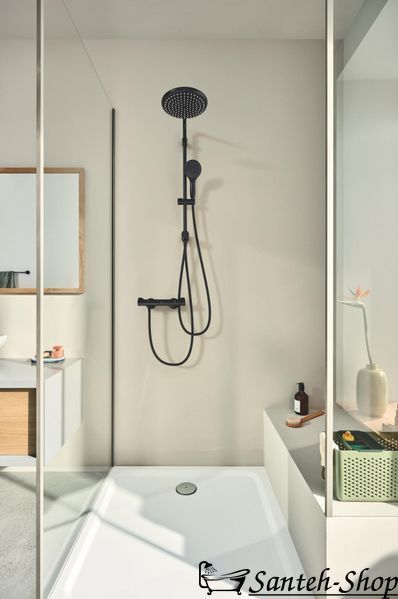 Sistem de duș Grohe Tempesta System 250 Flex cu deviator de perete, negru mat (269802431) 269802431 foto