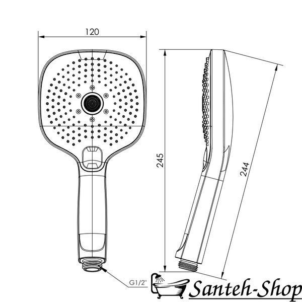 Duș de m&acirc;nă IMPRESE f03600101AX LSR-120CQ, 120 mm, 3 moduri, buton de acționare, cromat f03600101AX foto