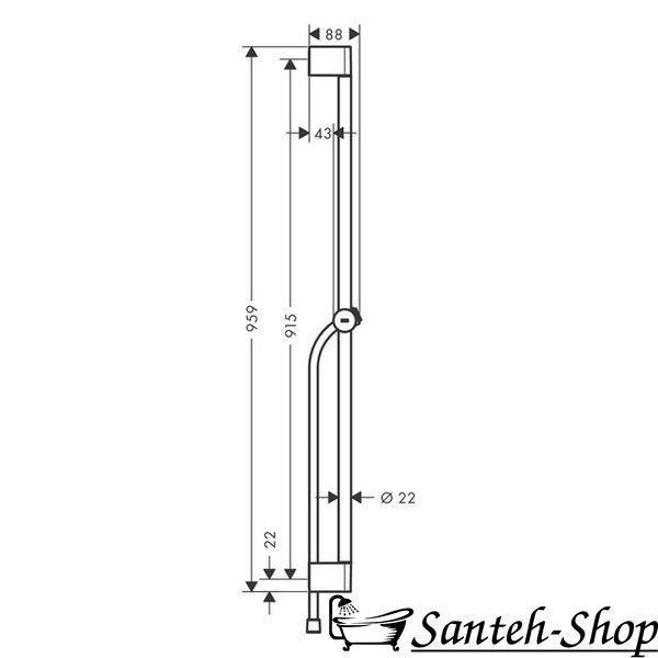 Bară de duș Hansgrohe Pulsify S 90 cm cu furtun de 160 cm, alb mat (24401700) 24401700 foto